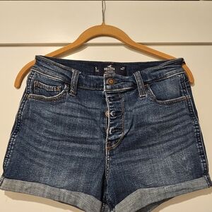 Hollister Women's Dark Blue Jean Shorts